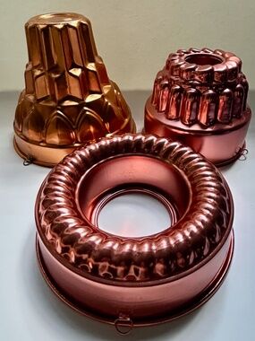 Vintage Set of 3 Copper Toned Aluminum Molds
